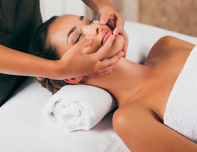 Photo of a lady having an Indian head massage